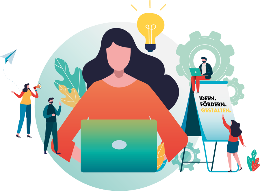 Illustration Kampagne Ideen. Fördern. Gestalten Illustration Kampagne Ideen. Fördern. Gestalten
