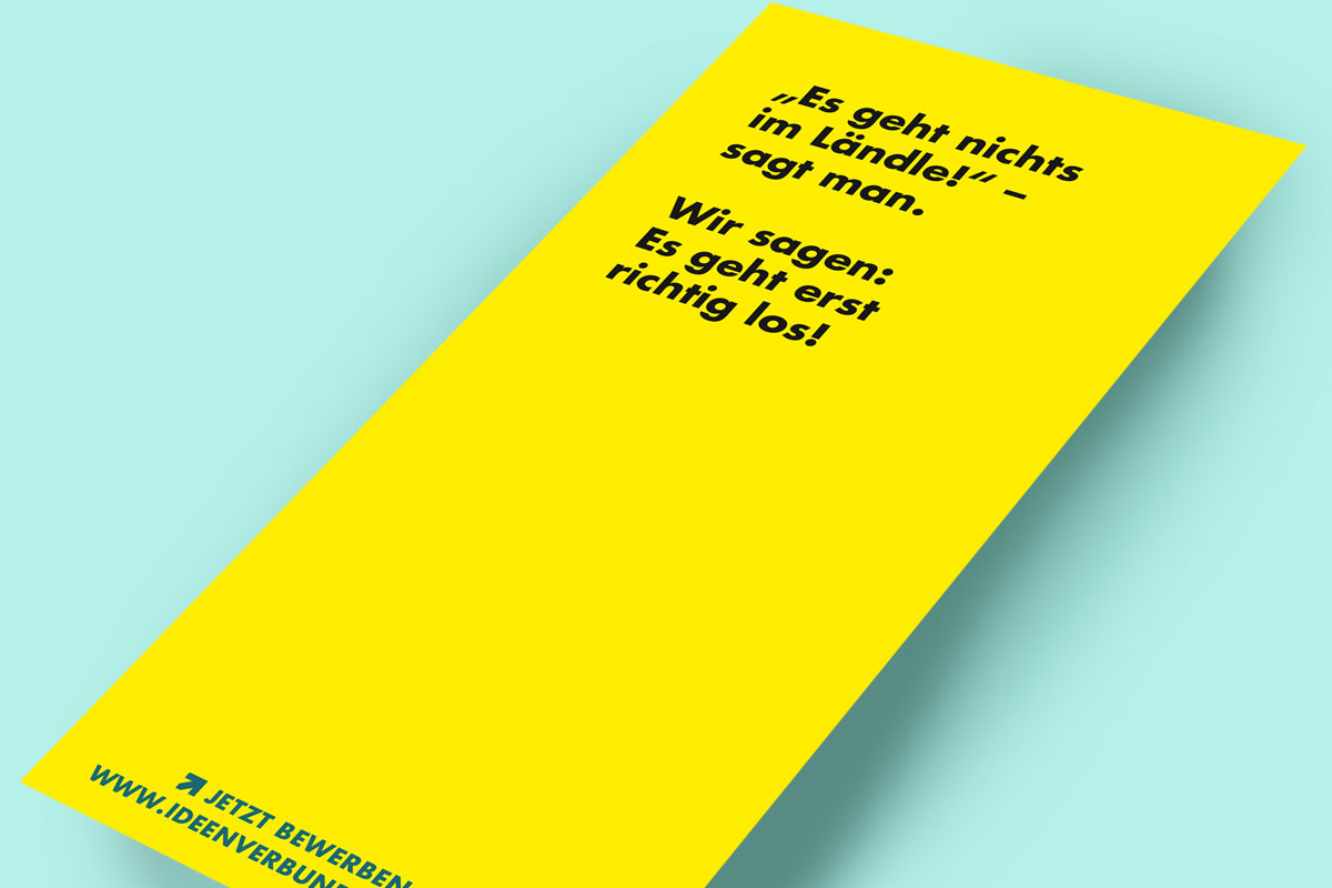 Flyer für Kampagne Ideen. Fördern. Gestalten. Flyer Titelseite für Ideen. Fördern. Gestalten.