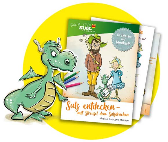 Titelseite Malbuch mit Streusel dem Salzdrachen