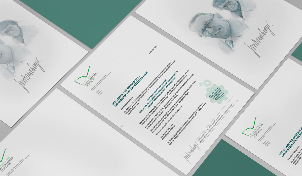Corporate Design für die Marion und Otto Biesenberger-Stiftung