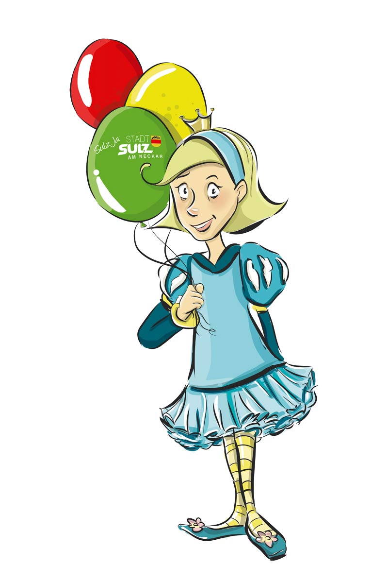 Neckarella Illustration Malbuch Sulf Formschön GmbH Illustration von Neckarella, Mädchen mit Luftballons