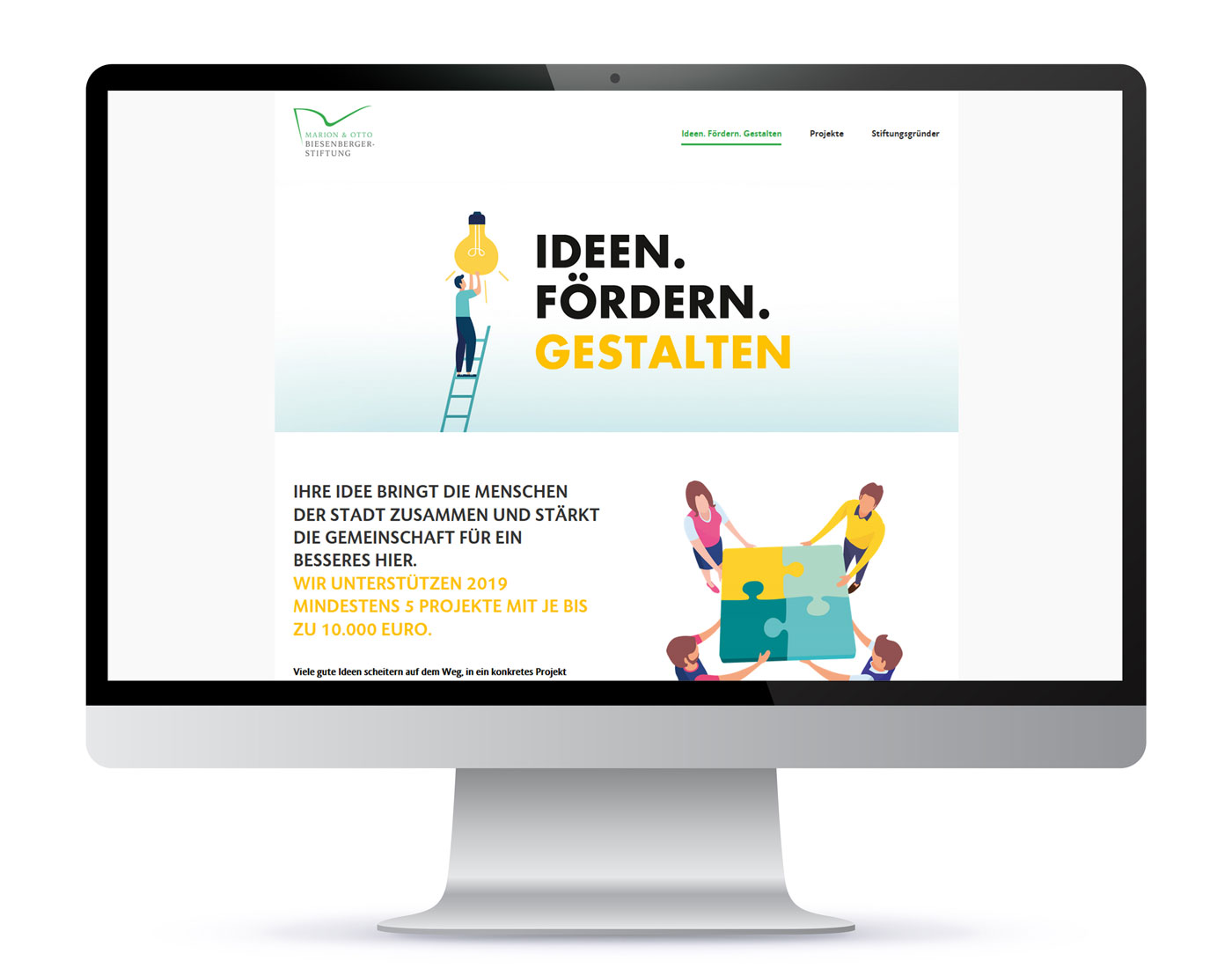 Screendesign für Kampagne Ideen. Fördern. Gestalten. Screendesign für Kampagne Ideen. Fördern. Gestalten.